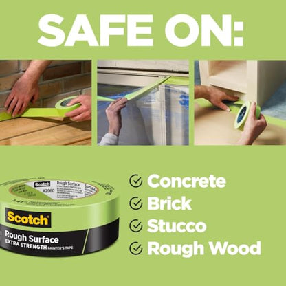 Scotch Rough Surface Painter's Tape 2060-24AR-BK, 0.94 in x 60.1 yd (24mm x 55m), Green, 9 Rolls Contractor Pack, Clean Removal, No Residue, Textured & Hard-to-Stick Surfaces - size: 9 Pack