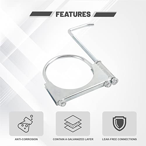 Exhaust Clamp With Hanger Fits 4" Exhaust Pipe, 2PCS - size: 4''