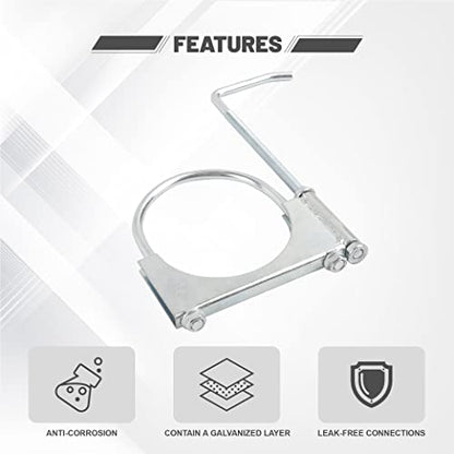 Exhaust Clamp With Hanger Fits 4" Exhaust Pipe, 2PCS - size: 4''