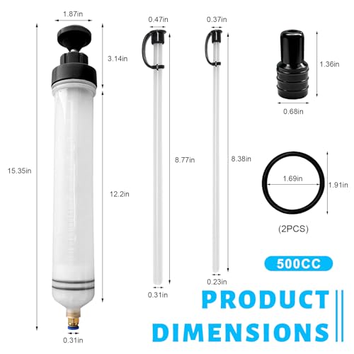 500cc Automotive Fluid Extractor Pump, Multi-Purpose Manual Oil Transfer Pump with 2 Extension Tubes, Universal Fluid Change Syringe Extraction and Filling Tool for Most Cars - color: 500cc