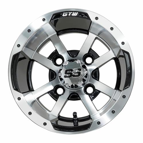 GTW Storm Trooper Aluminum Golf Cart Wheel (Sold as Single Unit) - color: Machined Silver/Black