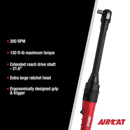 AIRCAT 805-HT-22-5 1/2" High Torque Long Reach Ratchet, 130 ft-lb, 200 RPM