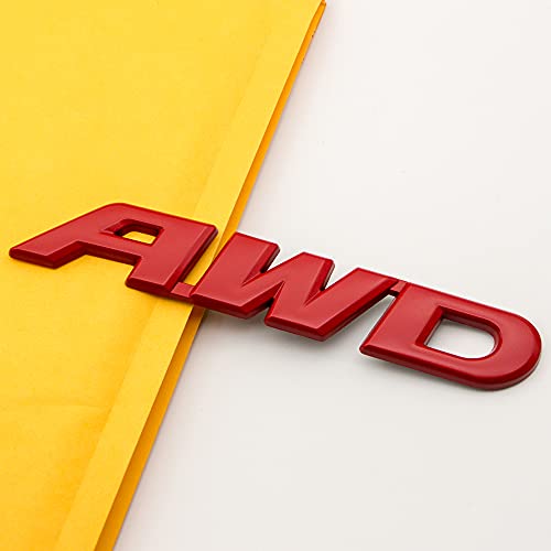Chrome 3D Metal Large AWD Logo 4x4 Emblem All Wheel Drive Badge Off Road Sticker Racing SUV Decal (Red) - color: Red