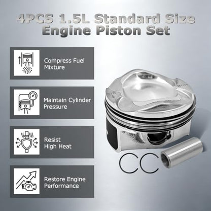 4PCS 1.5L Engine Piston Set Fit for Ford Escape Fusion 2015-2020 DS7Z6108F