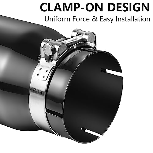 A-KARCK Black Chrome Exhaust Tips 4" Inlet, 4" Inlet 5"Outlet 12" Length Clamp on Universal Never Fading Stainless Steel Muffler Tip - size: 4" inlet - 5" outlet, 12" long