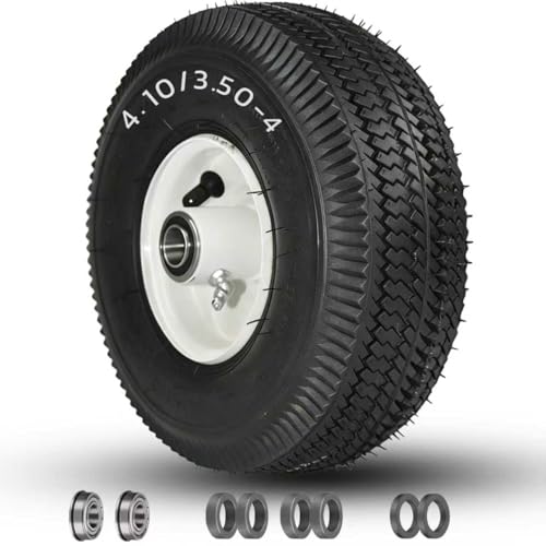 4.10/3.50-4 Tubeless Tire with 3/4" Bearing, 105-3471 Front Wheel and Tire Assembly, with 4-1/4" Hub Length, 5/8" Extra Bearings, Compatible with Lawn Mower Toro TimeCutter and Exmark, 2 Pack - style: 1 Pack