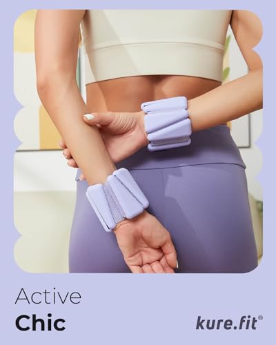 Pilates Wrist & Ankle Weights | Adjustable Weighted Bangles | 1/2/3LB Each - color: Lilac, size: 2 LB