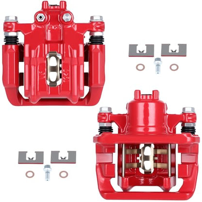 SCITOO Rear Left+Right Brake Calipers With Bracket 19B6886 19B6887 Red - size: Rear[19B6886 & 19B6887]Red