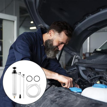 500CC Fluid Extractor Automotive, Oil Suction Syringe Fluid Transfer Pump with Long Rubber Hose, Manual Suction Vacuum Fuel Car Transfer Fluid Oil Change Evacuator