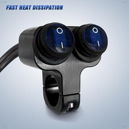 Motorcycle Handlebar Switch ATV Handlebar Light Switch Waterproof Double Control Kill Switch Spotlights Hazard Brake Fog Light ON Off Switches 12v (Blue) 1 Piece - size: Style B-BLUE 1 Piece