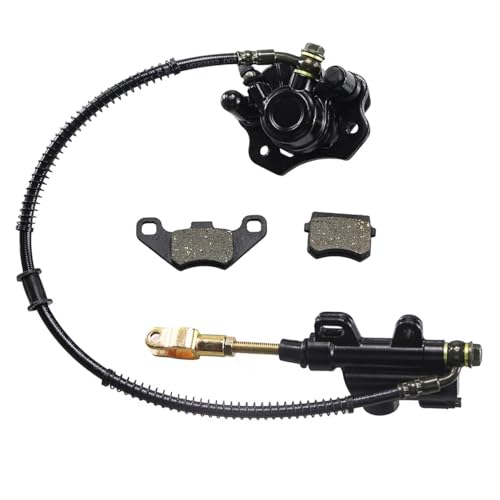 PRO BAT ATV Quad Rear Brake Assembly Master Cylinder Caliper Disc Rotor - color: Black