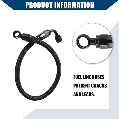 Car Braided Fuel Line Hose for Honda Civic 1988-2000 / Front Braided Fuel Line Oil Hose / / Durable Metal Nylon / 1Pcs Black
