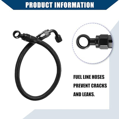 Car Braided Fuel Line Hose for Honda Civic 1988-2000 / Front Braided Fuel Line Oil Hose / / Durable Metal Nylon / 1Pcs Black