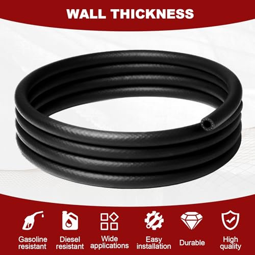 Eunice 3/8 Inch（10mm) ID Fuel Line Hose, 5 FT NBR Rubber Hose 6Pcs Clamps - size: 3/8" ID 5FT + 6 Clamps