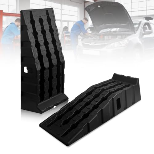 2 Pack Car Ramps for Oil Changes and Lfit, 16000 Lbs Capacity Heavy-Duty Car Lifts for Home Garage or Shop Portable 6.8 Inch Lift Car Ramps with Anti Slip Grooves