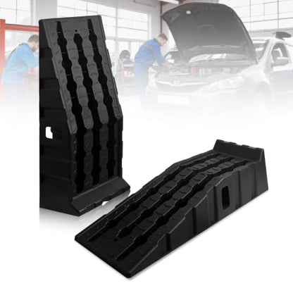2 Pack Car Ramps for Oil Changes and Lfit, 16000 Lbs Capacity Heavy-Duty Car Lifts for Home Garage or Shop Portable 6.8 Inch Lift Car Ramps with Anti Slip Grooves