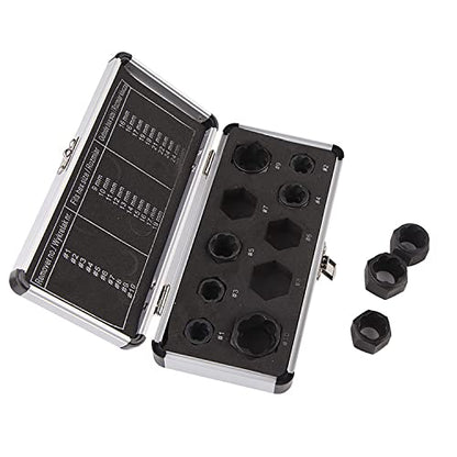 10Pcs/Set Bolt and Nut Extractor Set with 9-19mm Screw and Nut Remover Socket Wrenches Tool for Removing Damaged, Dead, Rusted, Rounded-Off Bolts, Nuts & Screws