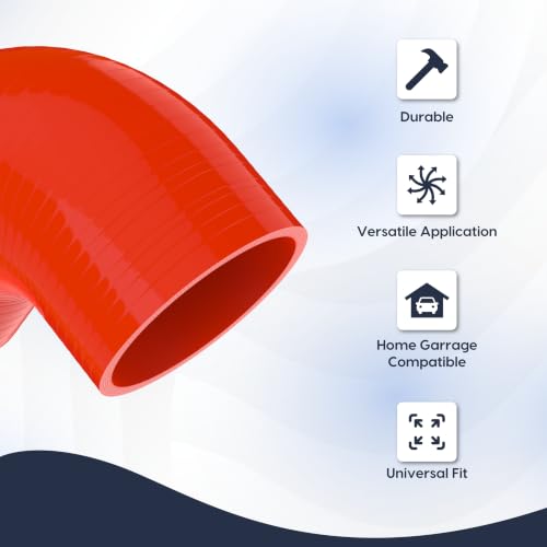 Endure 90 Degree Silicone Elbow Intake Hose 4-Ply, 3"(76mm) - Red - color: Red, size: ID - 3Inch(76mm)