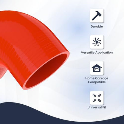 Endure 90 Degree Silicone Elbow Intake Hose 4-Ply, 3"(76mm) - Red - color: Red, size: ID - 3Inch(76mm)