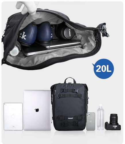 Rhinowalk Motor Saddle Bag Motorcycle Pannier Bag Waterproof Multifunctional Rear Rack Trunk Seat Bag (Black, 20L) - size: 20L