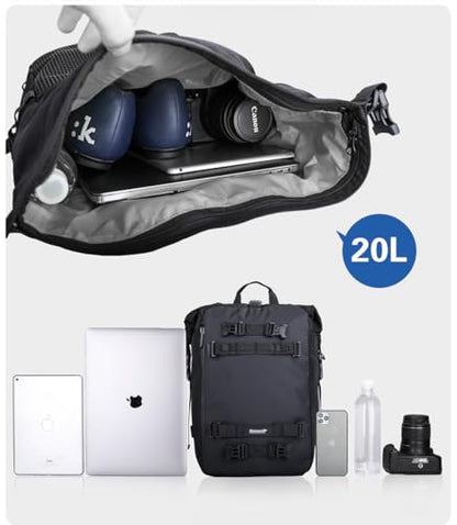 Rhinowalk Motor Saddle Bag Motorcycle Pannier Bag Waterproof Multifunctional Rear Rack Trunk Seat Bag (Black, 20L) - size: 20L