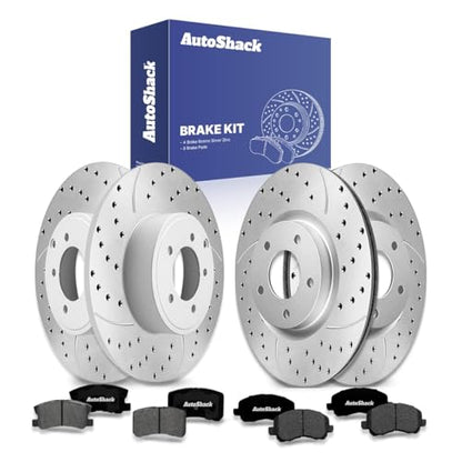 AutoShack Front & Rear Zinc Coated Rotors & Pads for Jeep Patriot 2017 - style: SilverShiled Pro & Premium Pad