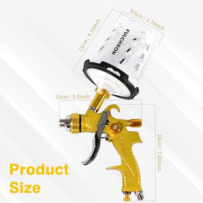 HVLP Paint Gun with 10 Disposable 600ML Paint Cups & 5 Nozzles - color: GOLD