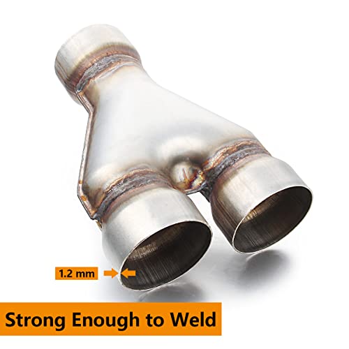 Exhaust Y Pipe 3" Inlet, A-KARCK 3" Outlet Y Pipe Create Dual Exhausts Withstands High Temperatures - color: Y Pipe, size: 3.0inch 10"Long
