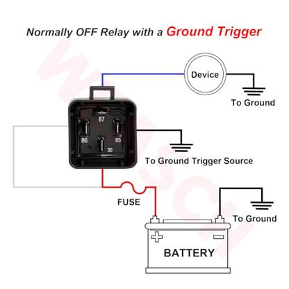 12V 40A 4-Pin SPST Waterproof Relay and 14AWG Harness Kit - size: 12V 4Pin