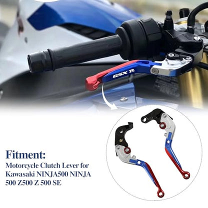 Brake Clutch Lever Set for Suzuki GSX‑R,Adjustable Levers(Red+Blue) - color: Red+Blue