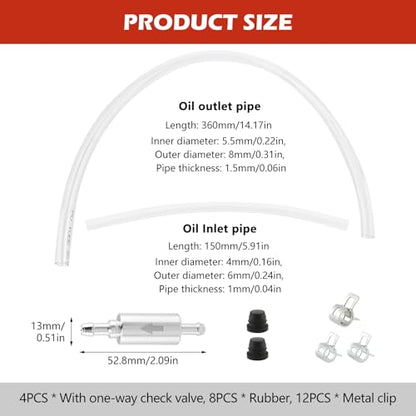 Brake Bleeder Hose Kit, 4 Pack One Way Check Valve Bleeding Tubes with Rubber & Metal Clips, Fluid Bleeder Kit for Car Motorcycle Brake and Clutch Hydraulic System Bleeding, 4 mm and 5.5 mm ID