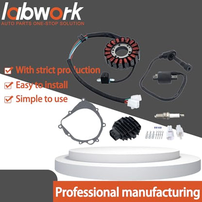 labwork Ignition Coil Spark Plug Regulator Rectifier Stator Replacement for Suzuki Quadsport Z400 LTZ400 2x4 2003-2008