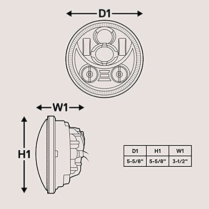 TRUE MODS 5.75 Inch LED Headlight for Harley Davidson Halo DRL Round - color: Black, size: HALO