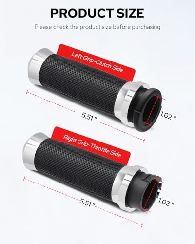 Motorcycle Hand Grips Handlebar Grips Cable Throttle Fit for Harley ’02-’17 VRSC, ’96-Later XL, ’08-’13 XR, ’96-’17 Dyna (Except FXDLS), ’96-’07 Touring - color: Chorme