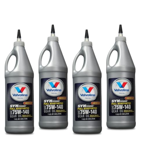 75W-140 Full Synthetic Gear Oil – 4 Quarts (3,784 ml / 128 fl oz) – Axle & Differential Fluid – Hypoid & Limited-Slip Compatible – Bulk 4-Pack – Extreme Pressure & Heat Protection