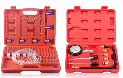DAYUAN 6 Cylinder Diesel Injector Flow Meter Diagnostic Set Bundle with 8pcs Professional Petrol Engine Compression Tester Kit