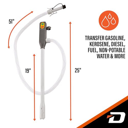 Deway Stick Fuel Pump, Auto-Stop + Beep, 51in Clear Hose, 4-AA, 3.2 GPM - style: Auto-Stop w/ Beep