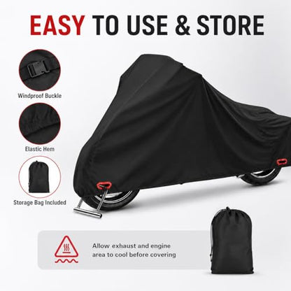 300D Motorcycle Cover Compatible with Suzuki V-Strom 650, Heavy Duty Waterproof Outdoor Adventure Bike Cover, Precision Fit for Mid-Size ADV Touring Motorcycle, Rain Sun Dust Wind Protection - size: FIT to Suzuki V-Strom 650