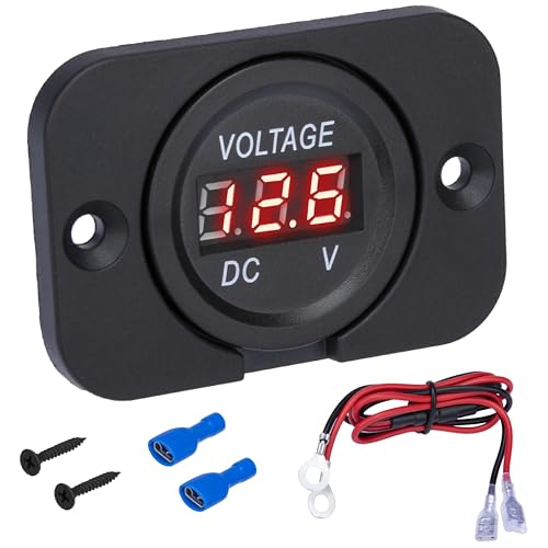 ecocstm Car Battery Voltage Meter, DC 12V 24V Digital Volt Gauge Meter - color: Red