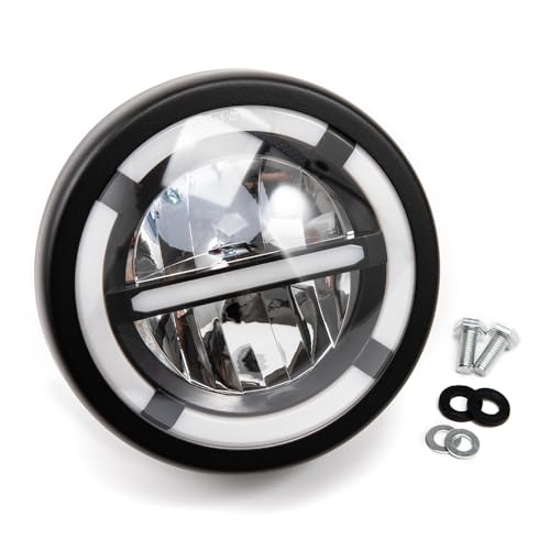 Motorcycle Headlight Assembly, Universal 6.3inch High Low Beam DRL Head Lamp with bracket for Cafe Racer Bobber Chopper