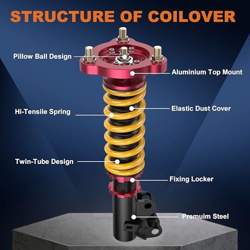 KUIPERAUTO Coilovers Lowering Struts Compatible for FD1 FD2 FD7 FA1 FG1 FG2 FA5 2006-2011 Honda Civic EX LX Si Sedan/Acura CSX Adjustable Height Suspension Coil Spring Shocks (Set of 4)(Yellow) - size: 2006-2011 Honda Civic
