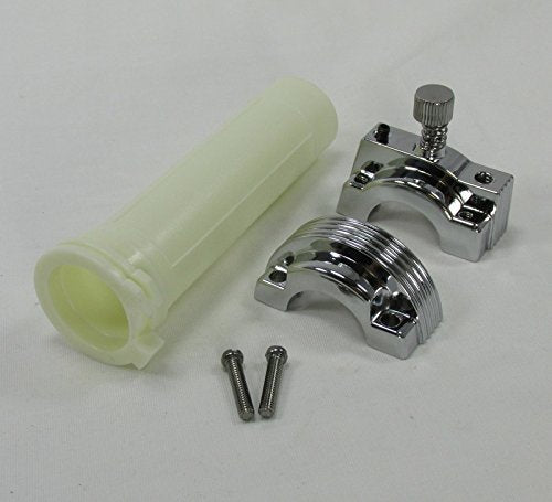Chrome 1" SINGLE CABLE Throttle Assembly: Clamp & Sleeve for SINGLE Throttle Cable Harley Models: 1974-1980 Wide Glide, Super Glide, Fat Bob, Low Rider, Sportster & 1975-1980 Electra Glide, Tour Glide