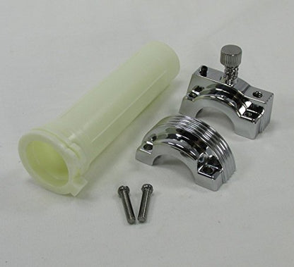 Chrome 1" SINGLE CABLE Throttle Assembly: Clamp & Sleeve for SINGLE Throttle Cable Harley Models: 1974-1980 Wide Glide, Super Glide, Fat Bob, Low Rider, Sportster & 1975-1980 Electra Glide, Tour Glide
