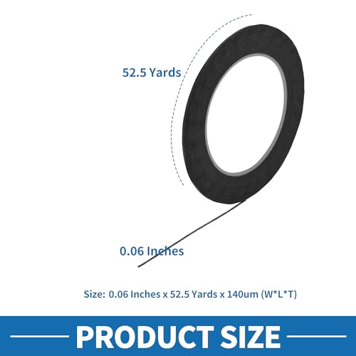 Painters Tape Easy Removal Fine Width 1.5mm Tape 0.06 Inches x 52.5 Yards Black - color: Black, size: 0.06 Inches x 52.5 Yards