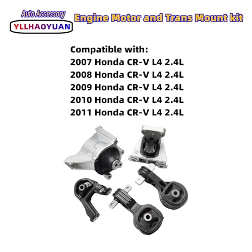 Yllhaoyuan Complete Set of 5 Motor Mounts for 2007-2011 CR-V 2.4L - size: 2007-2011 Honda CR-V (2.4L 4WD）