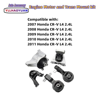 Yllhaoyuan Complete Set of 5 Motor Mounts for 2007-2011 CR-V 2.4L - size: 2007-2011 Honda CR-V (2.4L 4WD）