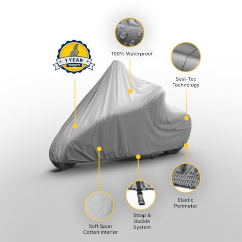 Seal Skin Covers Motorcycle Cover - All Season Waterproof Outdoor Protection Bike Cover - Protect Against Rain, Snow, Sun, UV & Hail, Fits Upto (Up to 80") - size: Moto S (Up to 80")