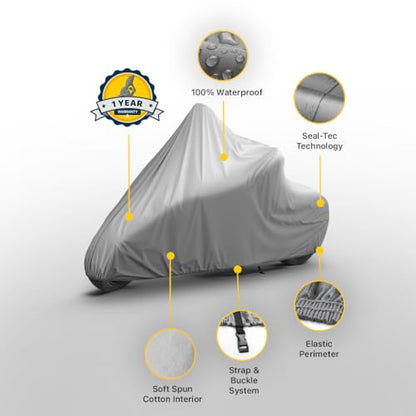 Seal Skin Covers Motorcycle Cover - All Season Waterproof Outdoor Protection Bike Cover - Protect Against Rain, Snow, Sun, UV & Hail, Fits Upto (Up to 80") - size: Moto S (Up to 80")
