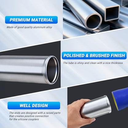 Intercooler Pipe OD 2.5"/63mm 90 Degree Elbow Aluminum Alloy Tube Bend Intake Tube- Pack of 1 - size: 2.5''