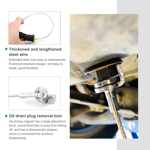 Wevdn Oil Drain Plug Removal Tool, Strong Magnetic Anti Scald Oil Filter Sump Plug Removal Wrench Oil Change Tool, Universal Oil Drain Plug Removal Pick Up Tool with Flexible Shaft